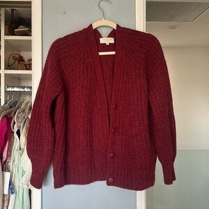 Sezane Red Burgundy Cardigan Sweater
